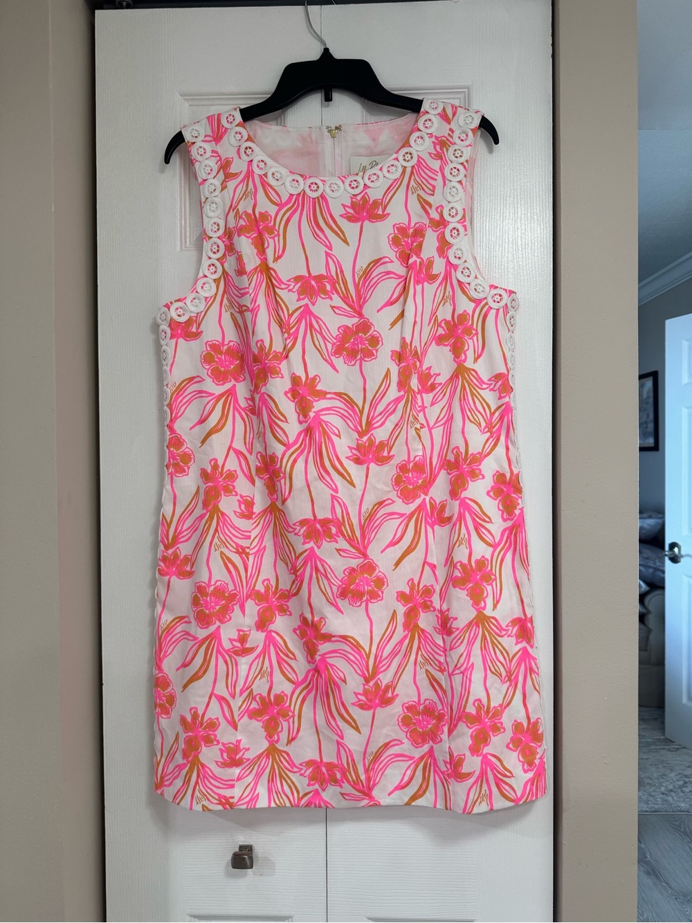 Lilly Pulitzer Pink & Coral Floral Eyelet-Trim Dress